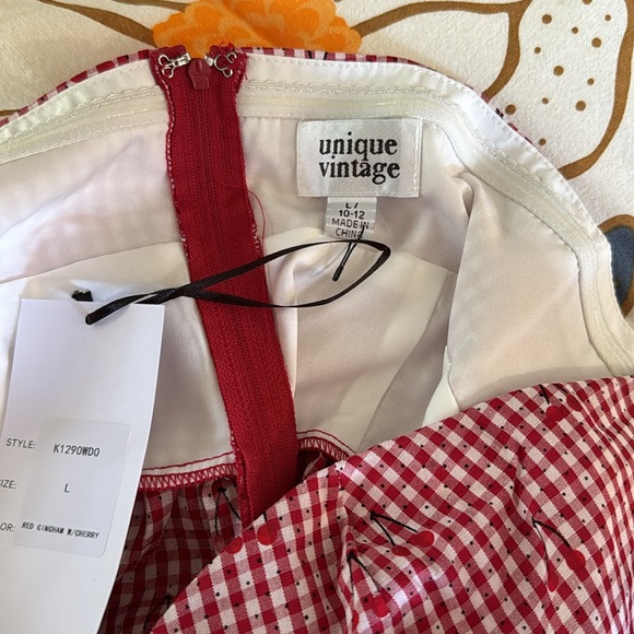 Unique Vintage Cherry Print Gingham dress - Picture 7 of 7